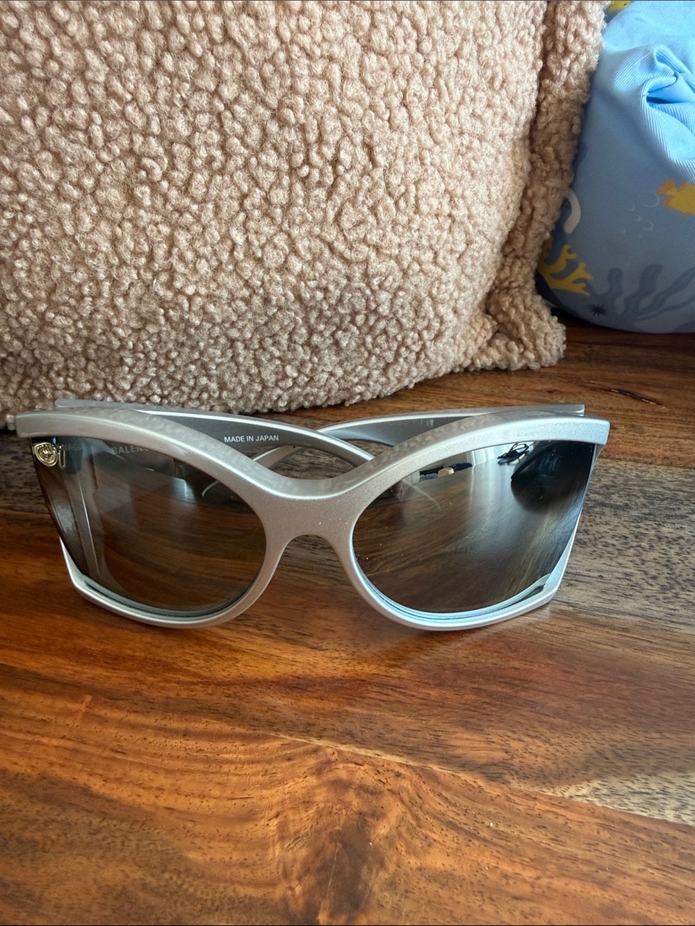 Balenciaga Silver Cat-Eye Sunglasses with Mirrored Lenses